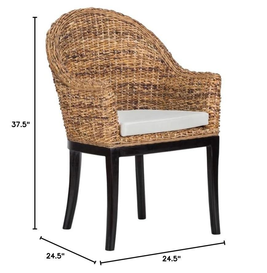 Kosas Home Owen 19" Transitional Rattan Abaca and Mahogany Side Chair in Brown