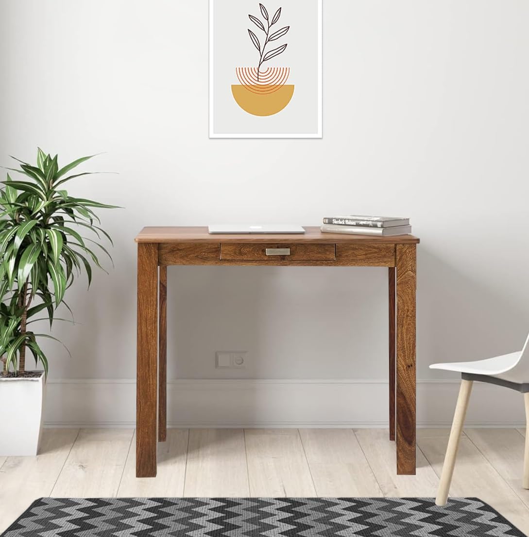 Wood Prints Sheesham Wood Study Table | Writing Desk With Drawer Storage | Work From Home Office Furniture | Teak Finish | Dinin