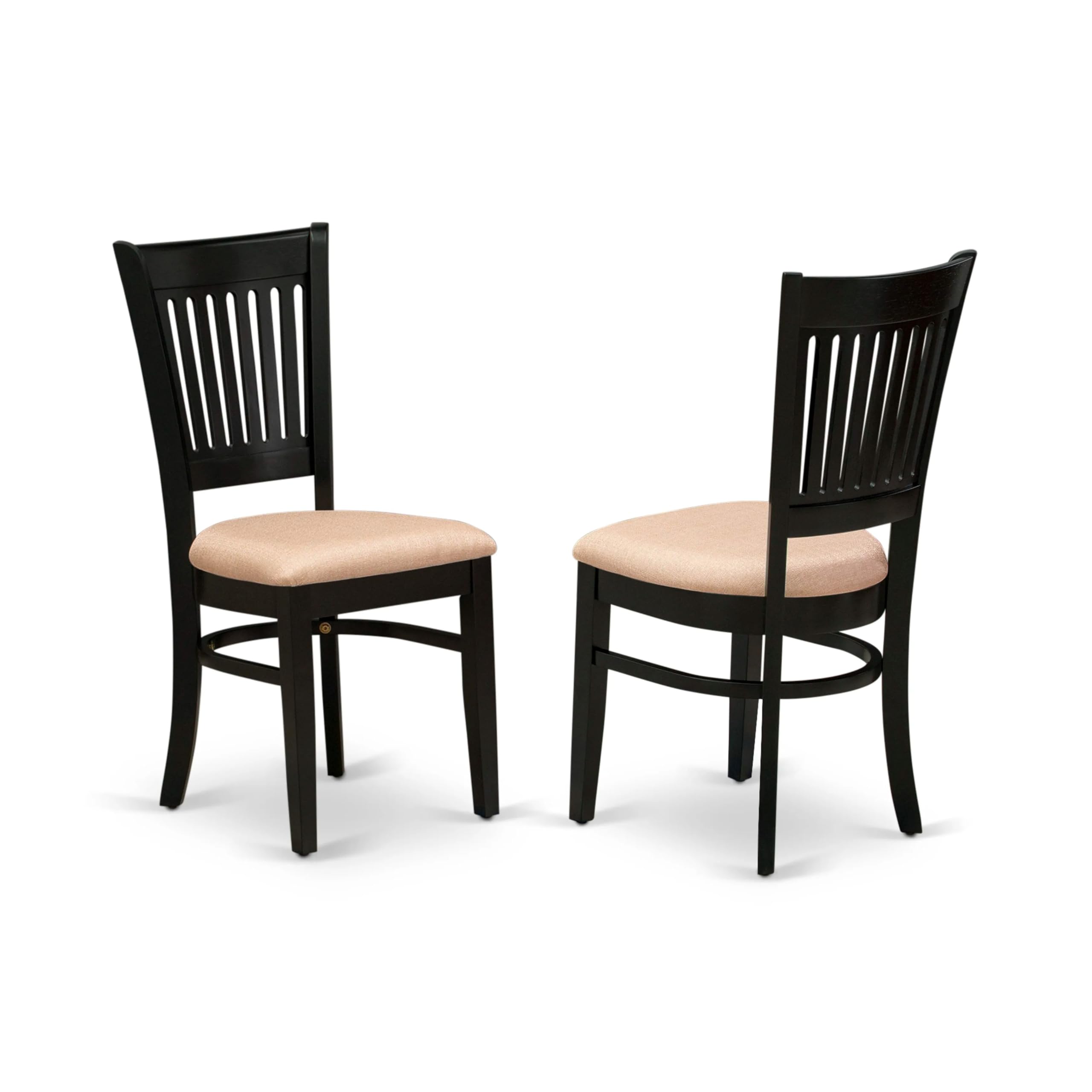 East West Furniture Amva3-Blk-C 3 Piece Dining Room Furniture Set Contains A Round Dining Table With Pedestal And 2 Linen Fabric Upholstered Chairs, 36X36 Inch, Black