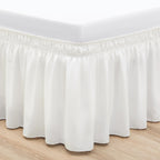 Rimela Bed Skirt Wrap Around Elastic Dust Ruffles Solid Color Wrinkle And Fade Resistant With Adjustable Elastic Belt Easy To In