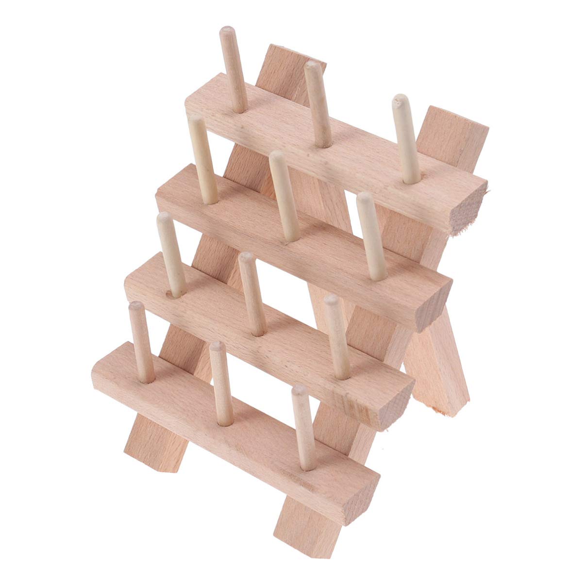 Abaodam 12 Spools Wooden Thread Holder Sewing and Embroidery Thread Rack Thread Holder Organizer Folding Braiding Hair Rack for 