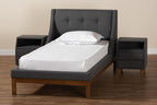 Baxton Studio Louvain Dark Grey Fabric Upholstered Twin Size 3-Piece Bedroom Set