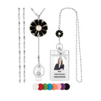 Sam & Lori Strong Retractable Pretty Lanyard Necklace For Id Badges Holder And Keys Stainless Steel Metal Lanyard Necklace Silve