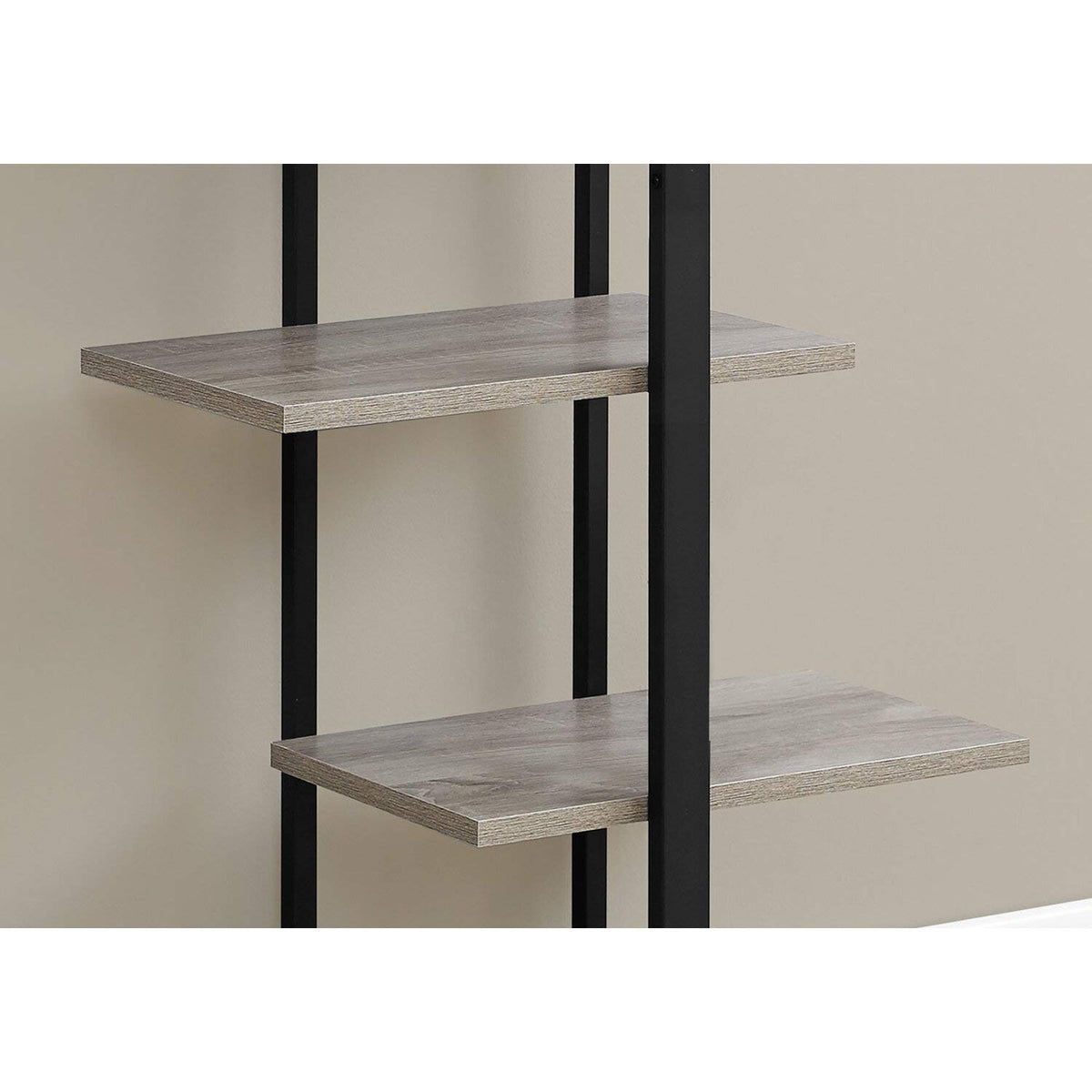 Monarch Specialties I Bookcase-60 H/Dark Taupe/Black Metal