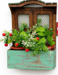 onlinecraft Wooden Matte Wall Shelf Flower Decor (ch2972) Brown Green