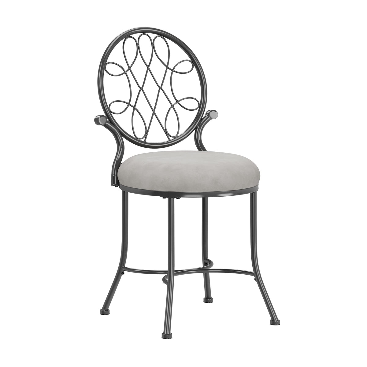 Hillsdale OMalley Vanity Stool with Spiral Pattern Design, Metallic Gray