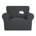 Purefit 100% Dual Waterproof Couch Cover Slipcovers For Couches And Sofas - Stretch Non Slip Fleece Sofa Covers Washable, Leakproof Furniture Protector For Kids, Pets, Dog (Chair, Dark Gray)
