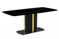 Modern Dining Table Black and Gold Base, With 55 Black/Gold Sintered Stone Top