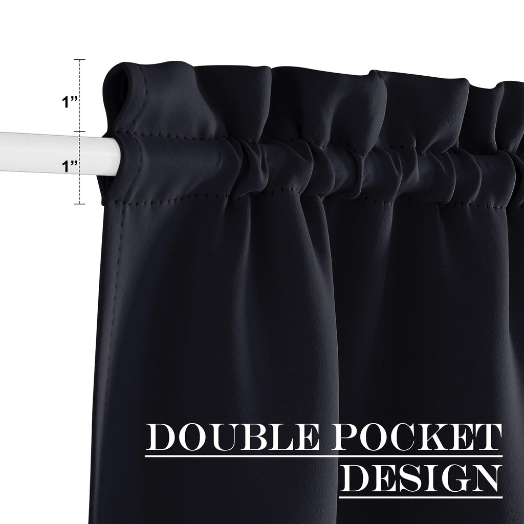 Nicetown Blackout Door Window Curtain For Privacy, Rod Pocket Thermal Insulated French Door Curtains For Bedroom Living Room, Door Curtain With Tieback For Classroom Entry Door, 25 X 50 Inch, 1 Panel