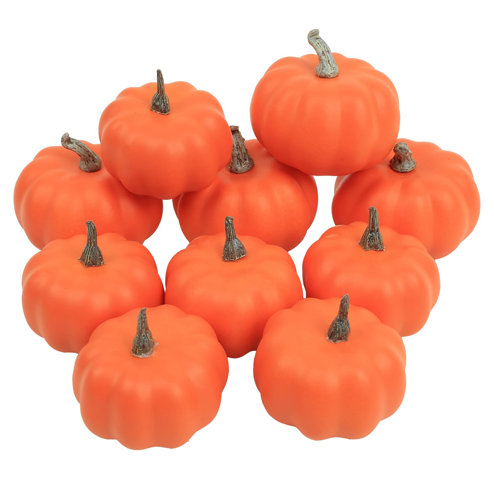 Ghrdopy Fake Pumpkins,10 Pcs Plastic Pumpkins, Orange Artificial Pumpkins For Decorating Thanksgiving Halloween Seasonal Holiday