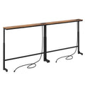 Kitstorack 2-Pack Rustic Brown Console Table, 7.9 Deep Panel, Adjustable Height (25-33) & Built-in Power Outlets, Behind Sofa Co