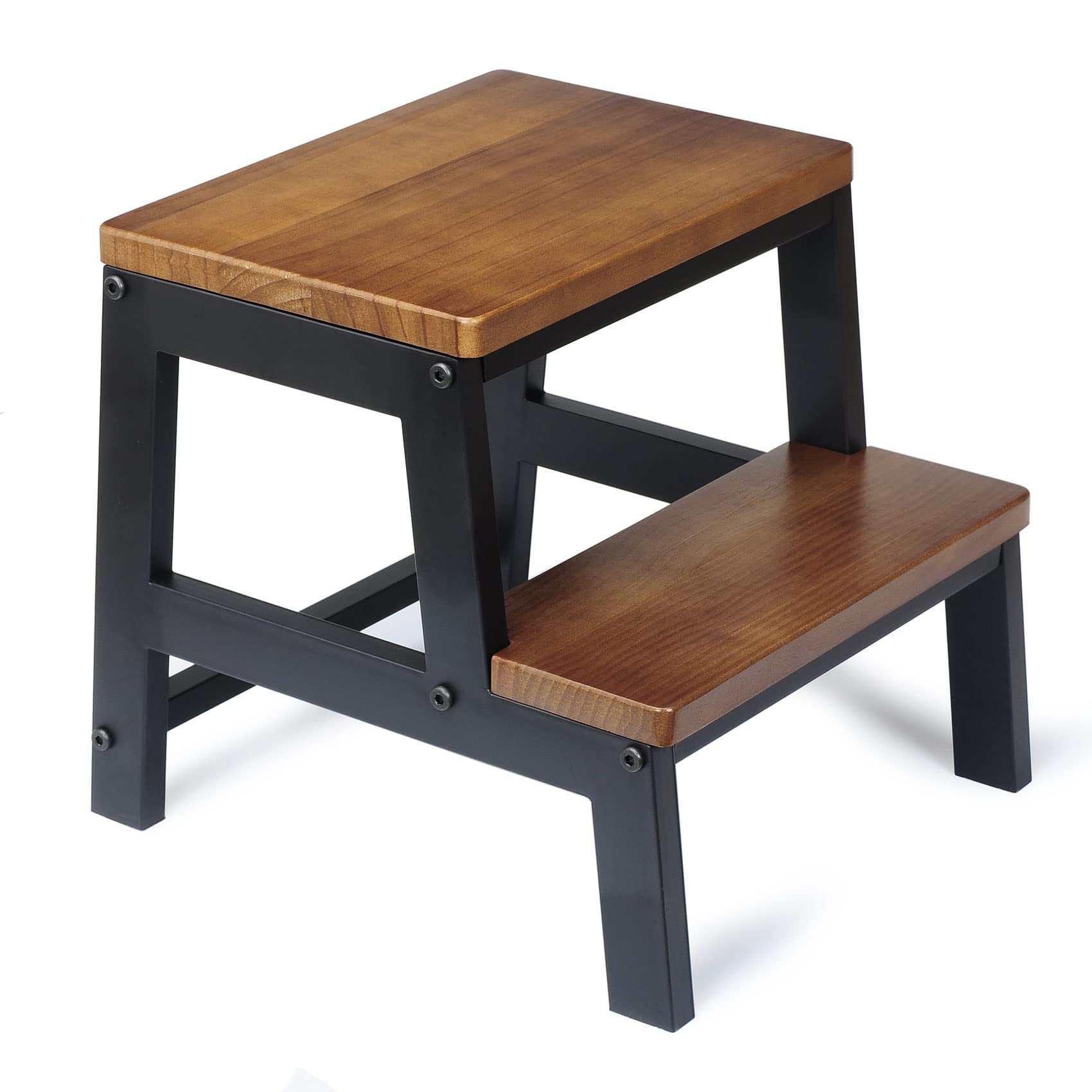 Wooden Step Stools for Adults Kids, Heavy Duty 2 Step Stool for High Bed Kitchen Bathroom - Holds Up to 500 Lb by RORKEE, Wide, 