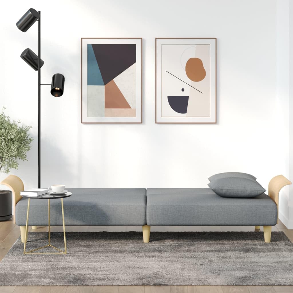 vidaXL Convertible Sofa Bed with Armrests - Modern Light Gray Fabric Sleeper Couch with Extra Pillows, Thick Padded Seats, Durable Plywood Frame