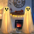 Halloween Decorations Outdoor, DIY 2Pcs Large Lighted White Cloth Ghosts with LED String Lights, Light Up Ghost Kit for Hallowee