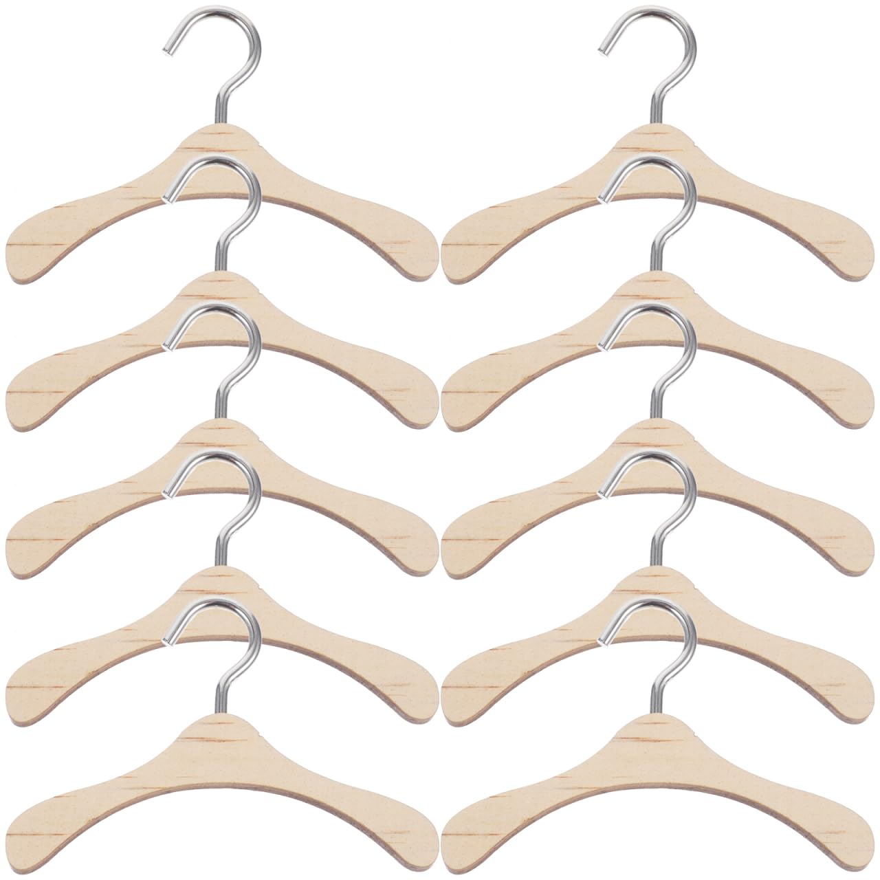 iplusmile 10pcs Wooden Doll Hangers, 2.95 Inch Mini Clothes Hangers for Doll Closet, Dollhouse Wardrobe Accessories, Clothing St