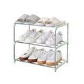 Jucaifu Stackable Small Shoe Rack, Entryway, Hallway and Closet Space Saving Storage and Organization (3-Tier, Green)