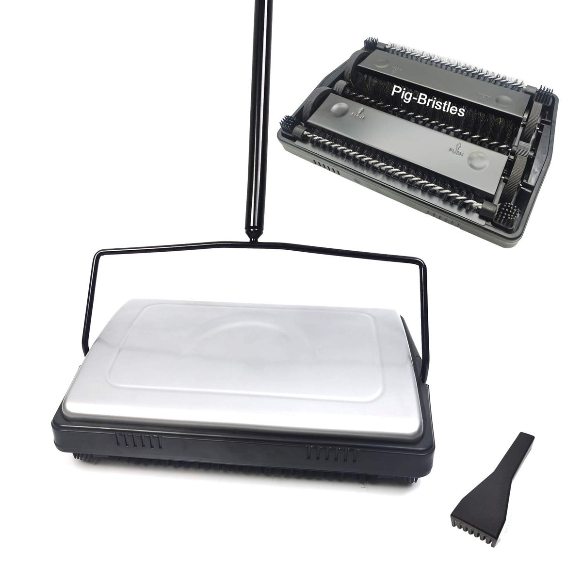 EZ SPARES Quiet Carpet Sweeper,Floor Sweeper with Pig-Bristles,Suitable for Carpet Cleaning Power,Roller Brush Strong,Bristle Sw