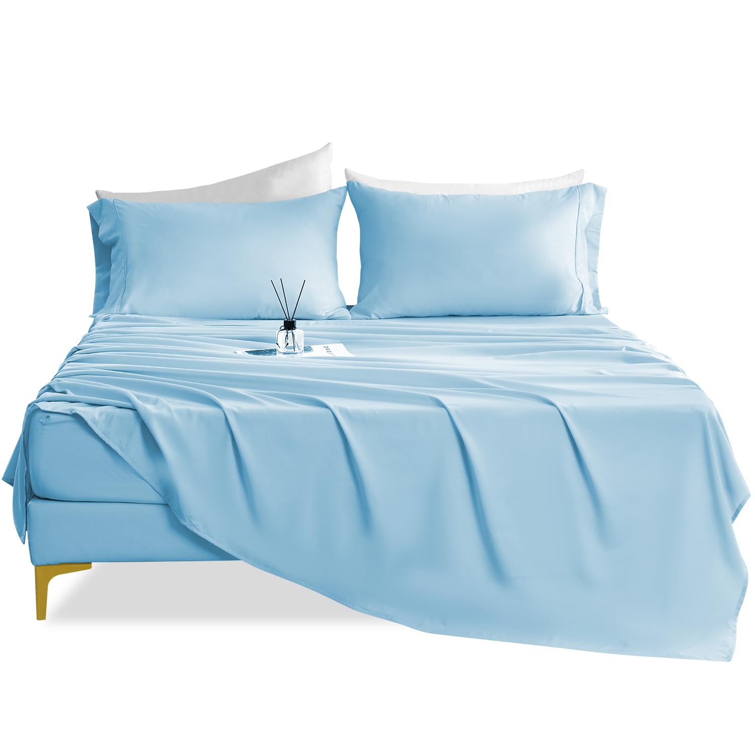 Cozysmile California King Sheet Set - Luxury 4 Piece Breathable Soft Sheets For King Size Bed, 16'' Deep Pocket Wrinkle Free Coo