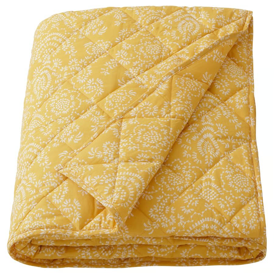 Stork Kertistel Comforter, 100% Cotton, Polyester Filling, Machine Washable (Yellow, 150X250 Cm)