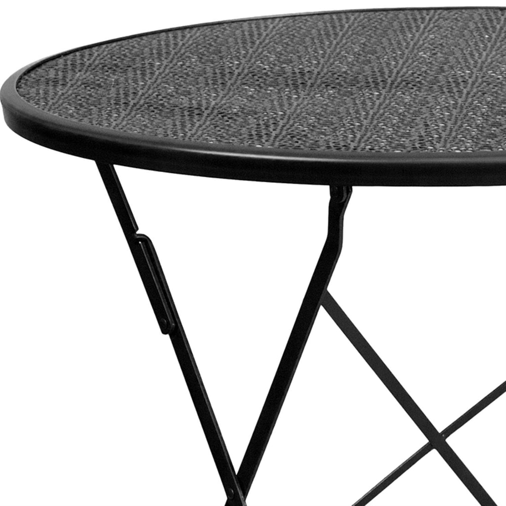Flash Furniture Oia Commercial Grade 30" Round Black Indoor-Outdoor Steel Folding Patio Table