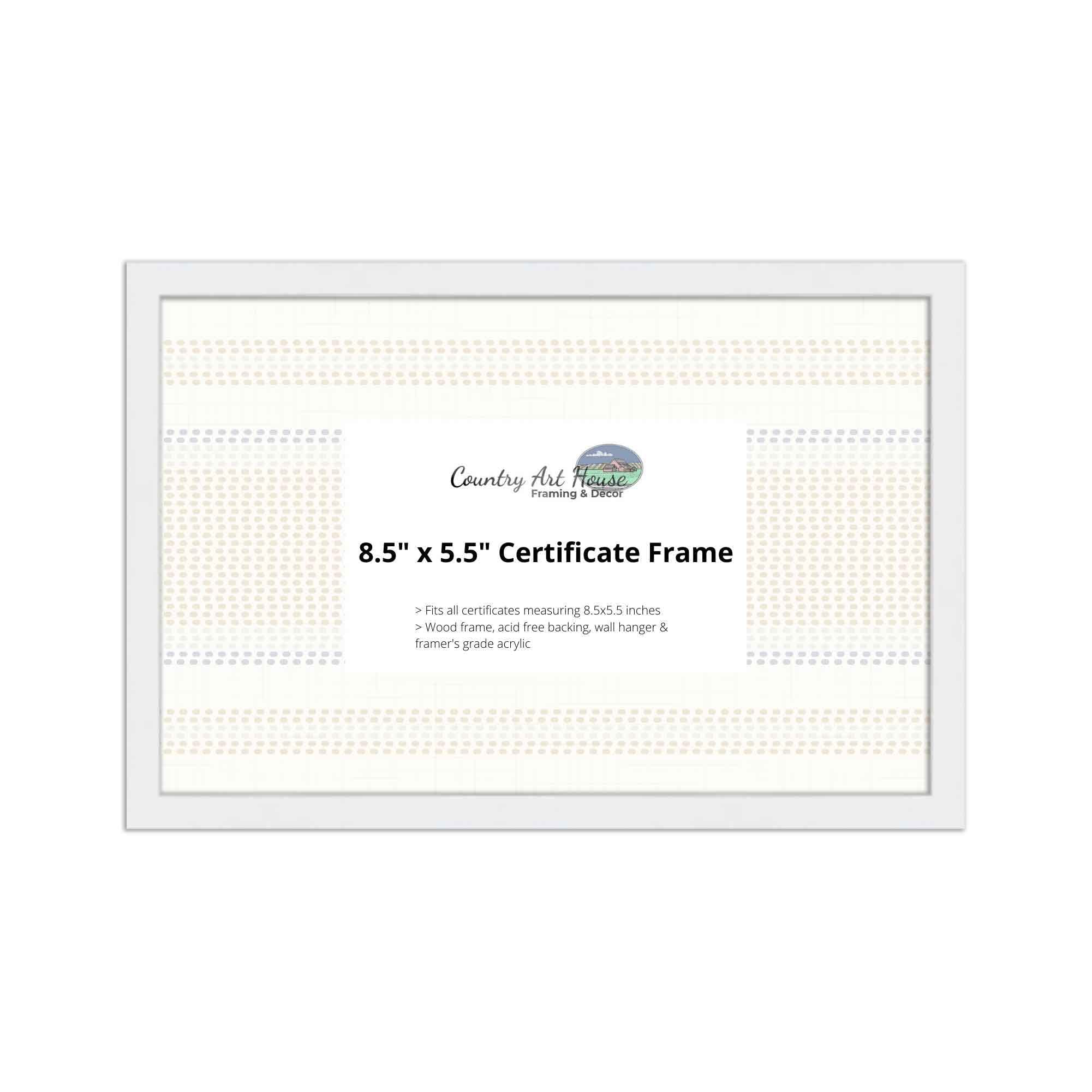 The Simple Things 8.5 x 5.5 Certificate Frame - Wood Frame - Holds Any Document Measuring 8.5 x 5.5 inches (White)