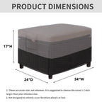 Easy-Going Outdoor Ottoman Cover, Waterproof Patio Ottoman Cover, Heavy Duty Outdoor Furniture Cover With Padded Handles (34'X24'X17', Gray/Black)