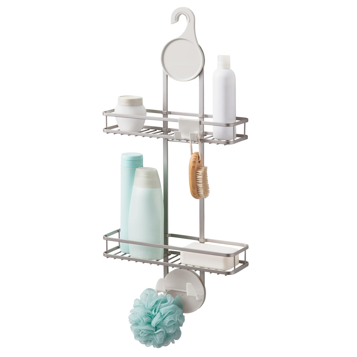 iDesign Hanging Shower Caddy with Accessory Hooks  Satin