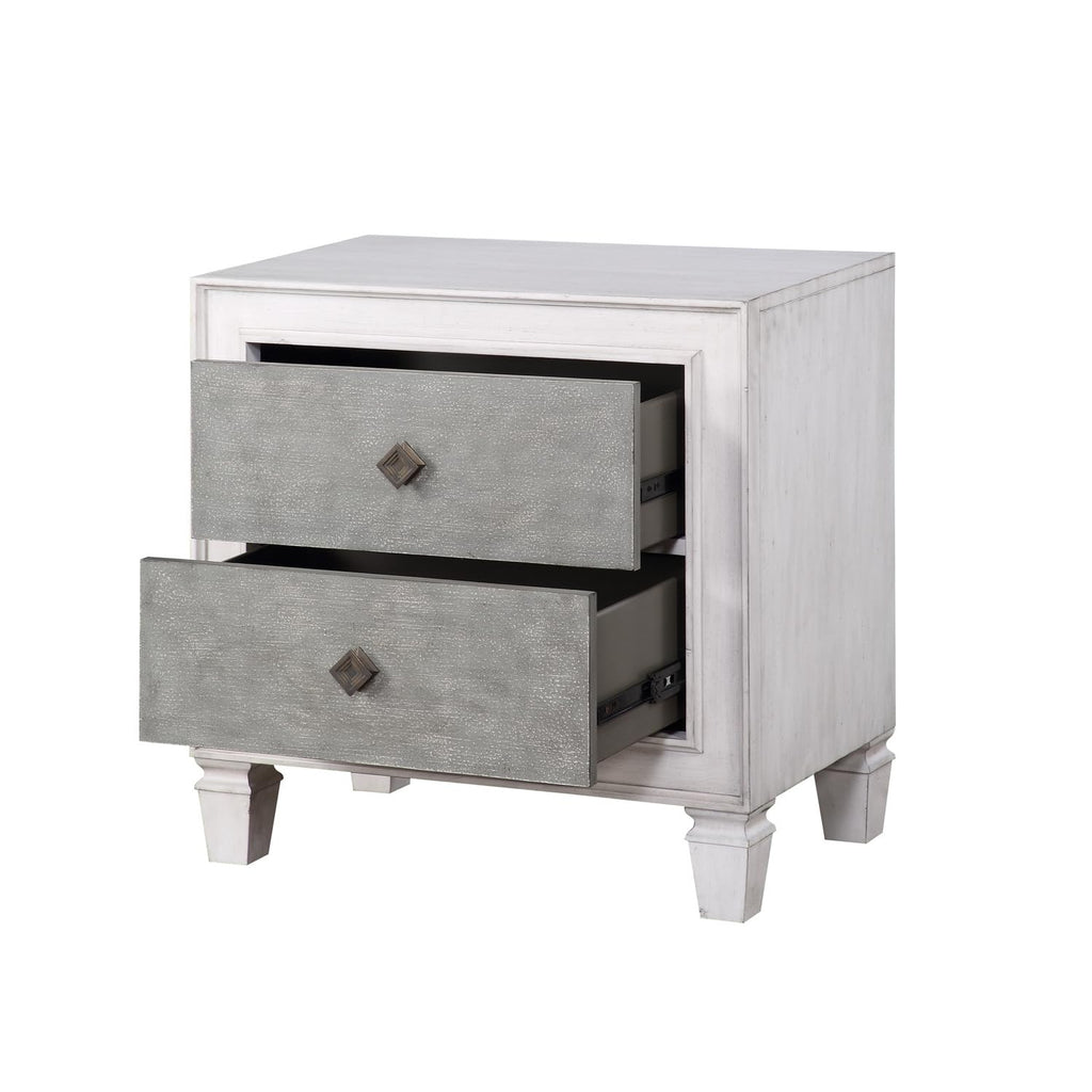 Acme Katia Nightstand in Rustic Gray and Weathered White