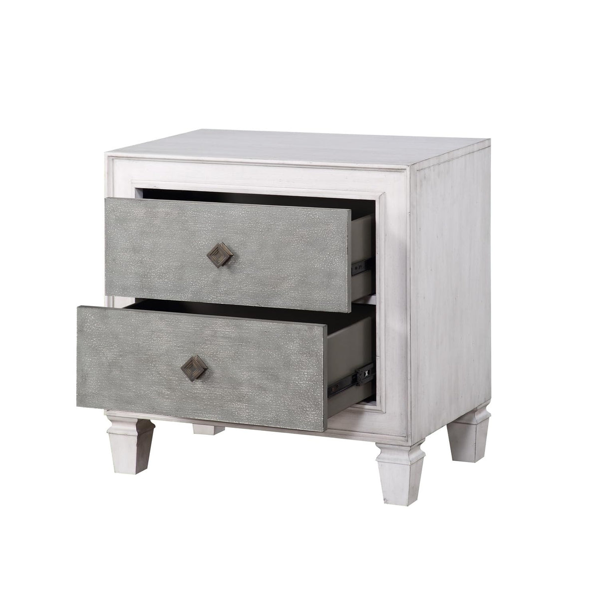 Acme Katia Nightstand in Rustic Gray and Weathered White