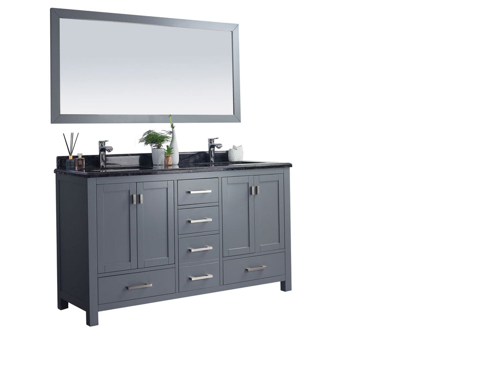 Laviva Wilson 60 - Grey Cabinet Black Wood Marble Countertop