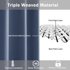 Jiuzhen Dusty Blue Blackout Curtains With Tiebacks Thermal Insulated,Light Blocking And Noise Reducing Grommet Curtains For Bedroom And Living Room, Set Of 2 Window Curtain Panels, 70 X 84 Inch Length