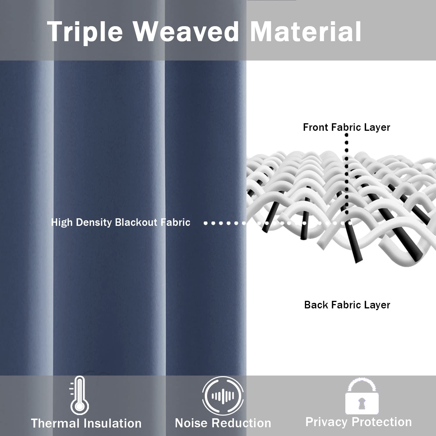 Jiuzhen Blackout Curtains With Tiebacks - Thermal Insulated, Light Blocking And Noise Reducing Grommet Curtain Drapes For Bedroom And Living Room, Set Of 2 Panels, 42 X 84 Inches Long, Dusty Blue