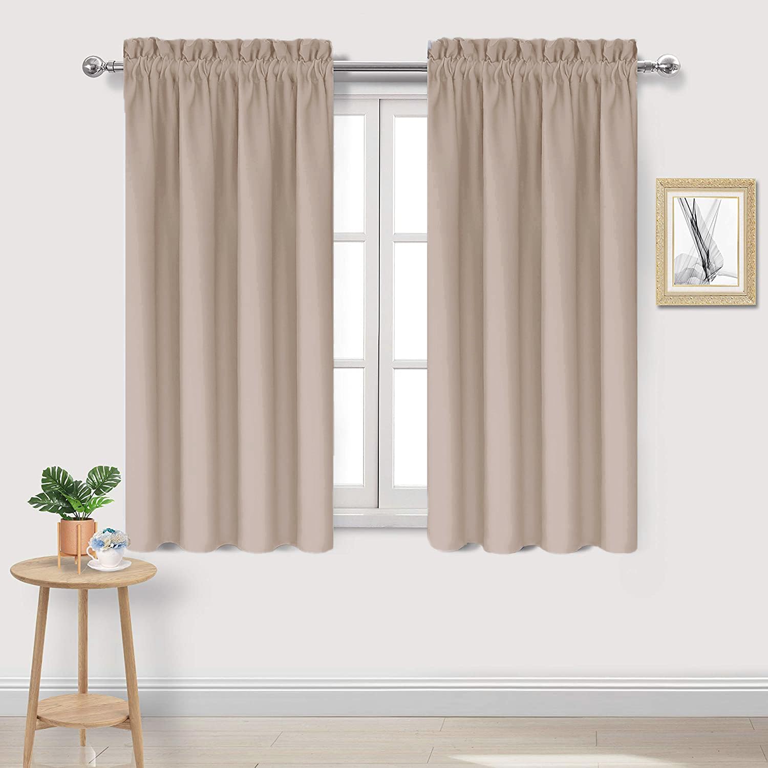 Dwcn Blackout Curtains For Living Room Thermal Insulated, Energy Saving & Noise Reducing Bedroom Curtains, Camel, W 42X L 45 Inc
