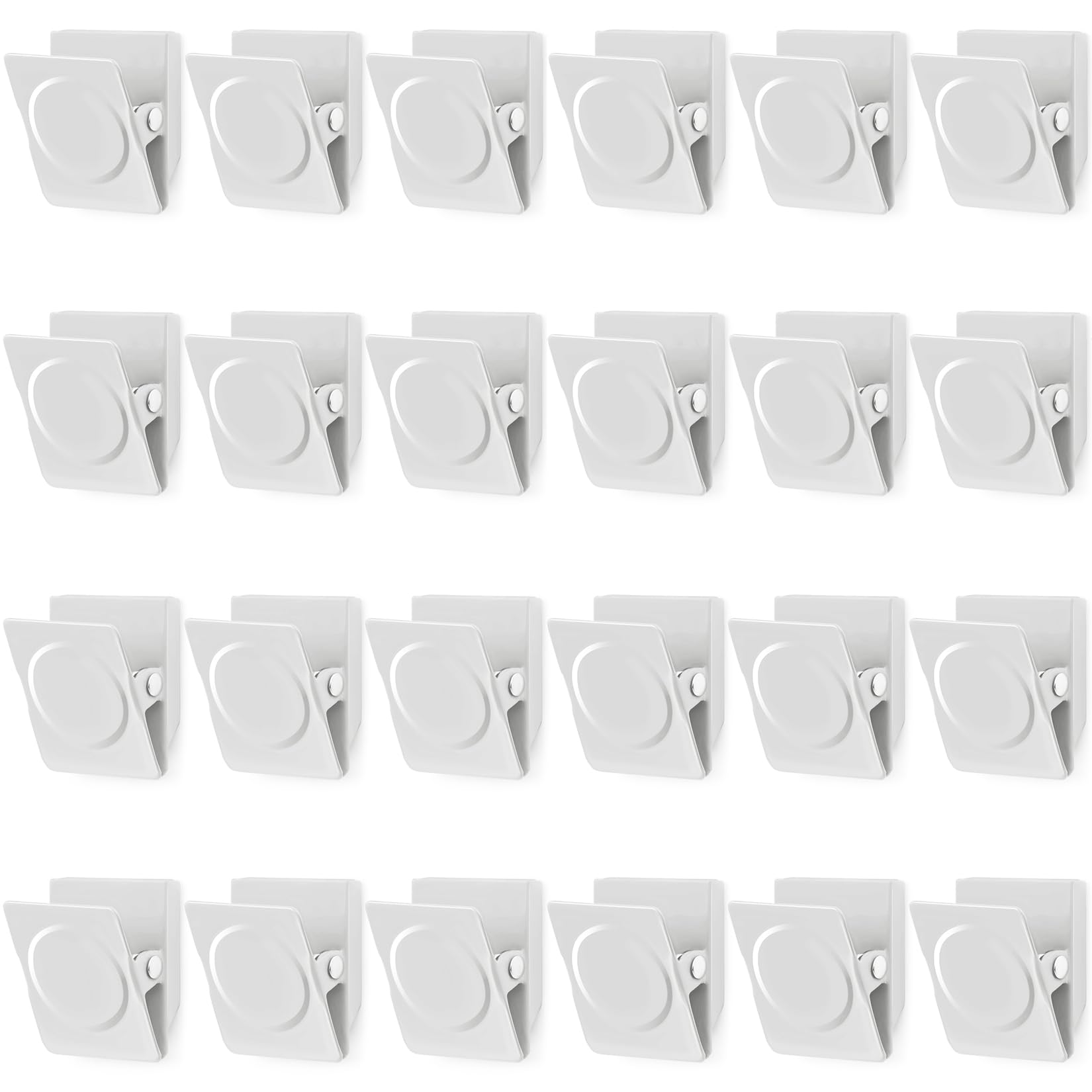 Vndueey 24Pcs Whiteboard Magnets, Strong Magnetic Clips, Refrigerator Magnets, Magnet Clips Heavy Duty, White Metal Clips With M