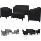 Kovshuiwe Patio Furniture Covers,4-Piece Outdoor Veranda Patio Garden Furniture Covers Set Waterproof - Upgraded 420D Heavy Duty Oxford Fabric Rattan Furniture Cover For Chair Sofa(Black)