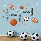 Supzone Sport Balls Wall Stickers Boys Wall Decals Basketball Soccer Baseball Football Hockey Wall Decor Boys Playroom Bedroom C