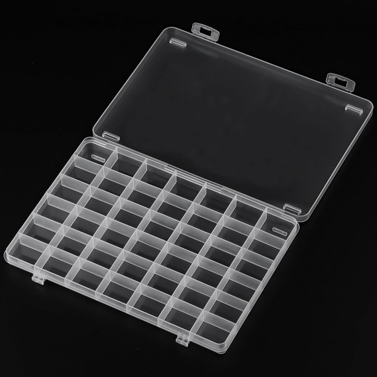 SUTOKAKA 42 Grids Clear Plastic Jewelry Organizer Box