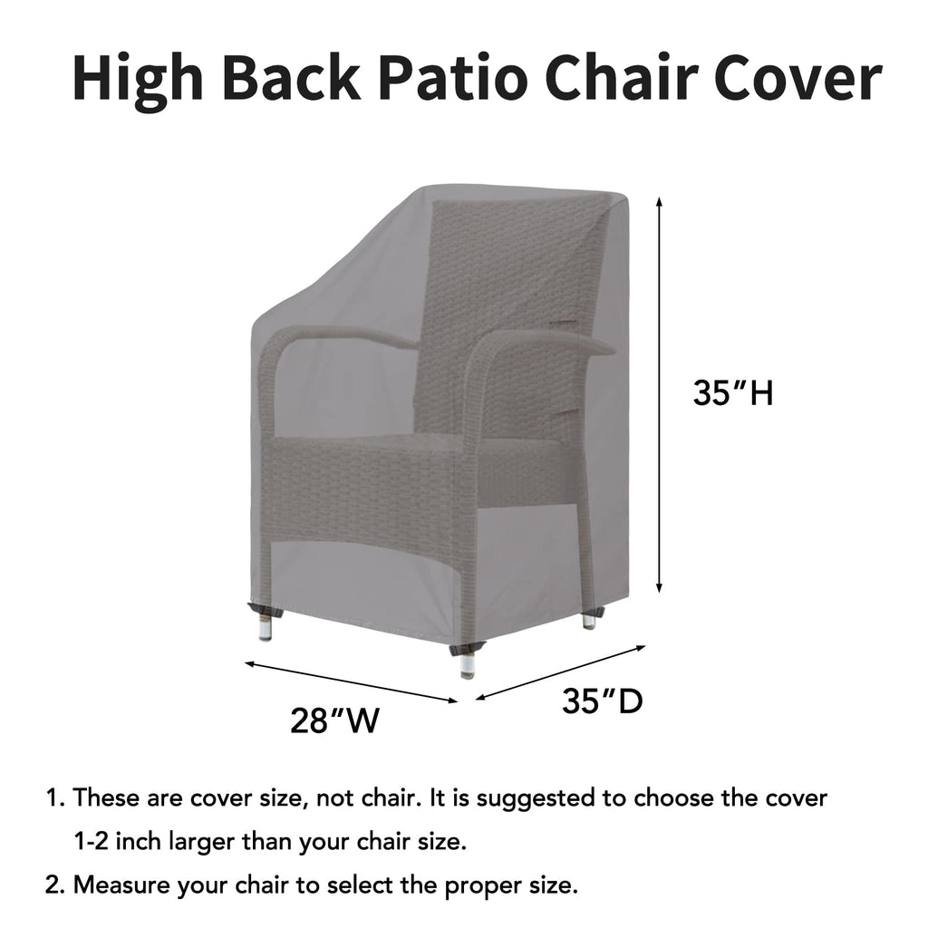 Easy-Going Outdoor High Back Chair Cover Uv Resistant Patio Chair Cover Waterproof Lawn Patio Furniture Cover With Tape Sealed Seam (2 Pack-28Wx35Dx35H Inch, Grey)