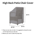 Easy-Going Outdoor High Back Chair Cover Uv Resistant Patio Chair Cover Waterproof Lawn Patio Furniture Cover With Tape Sealed Seam (2 Pack-28Wx35Dx35H Inch, Grey)