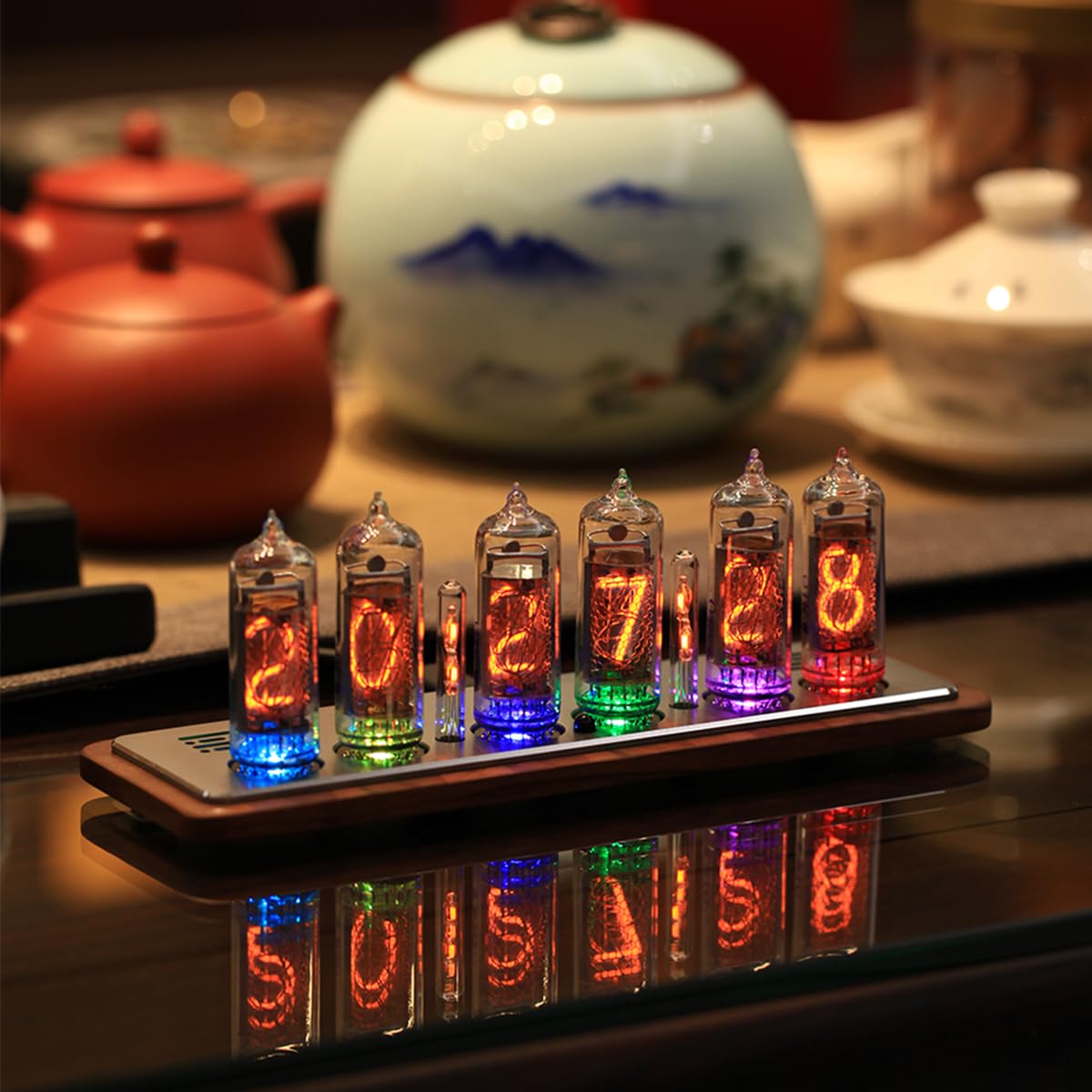 Itigoitie Nixie Clocks,True IN-14 Nixie Tube Clock,Smart Nixie Clock,Four Language Voice Timing,Multiple Background Light Effect