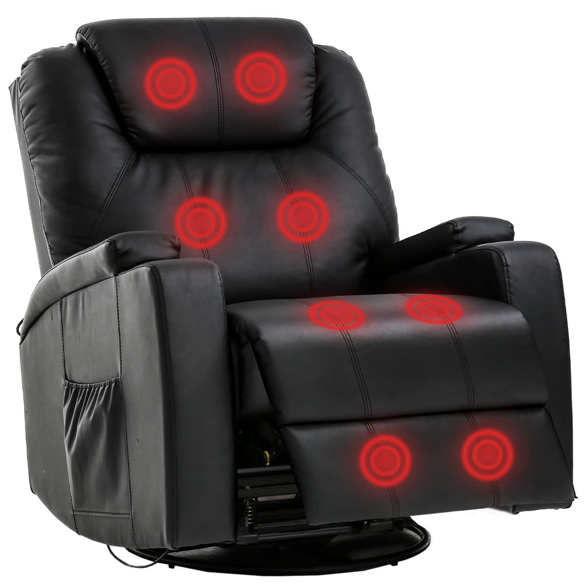 Massage Recliner Chair Rocking Swivel Chair With Heated Massage Ergonomic Lounge 360 Degree Swivel Single Sofa Seat And Two Hidd