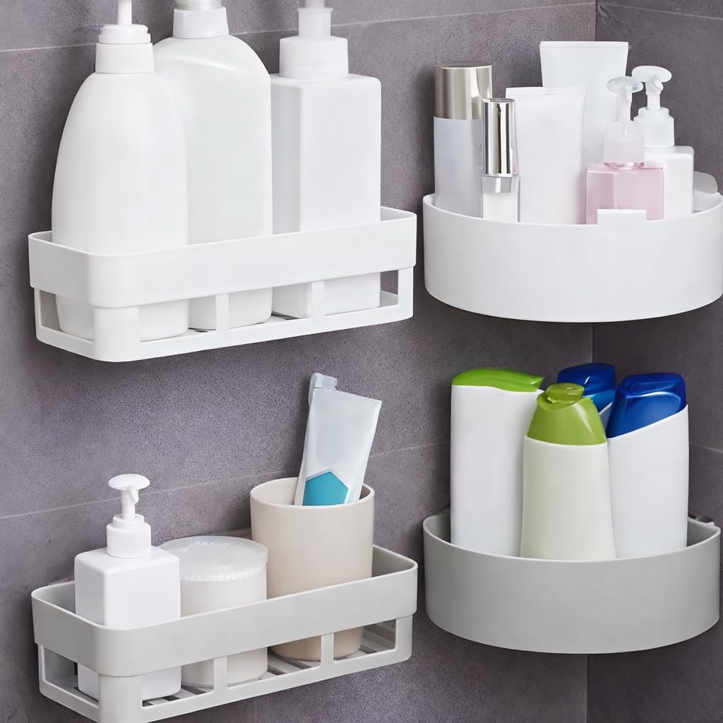 Hoyehola Wall Shelves Bathroom Plastic SelfAdhesive Corner Stand Without Drilling Multipurpose Wall Holder Bathroom Storage Rac