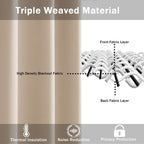Jiuzhen Blackout Curtains With Tiebacks - Thermal Insulated, Light Blocking And Noise Reducing Grommet Curtain Drapes For Bedroom And Living Room, Set Of 2 Panels, Beige, 52 X 84 Inch Length