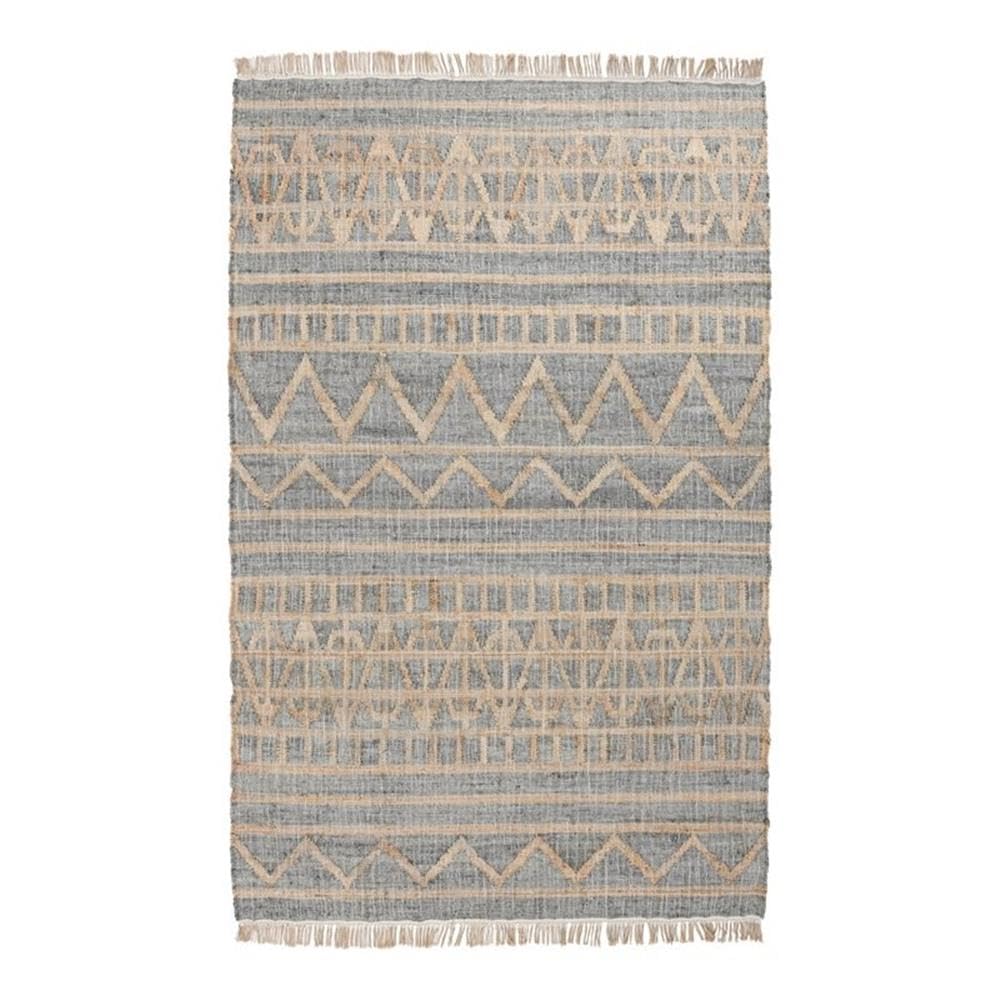 Kosas Home Megan 96X120 Transitional Jute Rug In Natural And Spa Blue