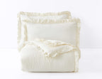 Chezmoi Collection Nora 2-Piece Ruffled Edge Trim Soft Washed Microfiber Comforter Set (Twin, Ivory)