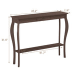 Choochoo 47 Inch Narrow Console Table With Drawer, Chic Accent Sofa Entryway Table With Shelves For Entryway, Living Room, Hallway, Espresso