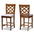 Baxton Studio Ramiro Modern and Contemporary Transitional Grey Fabric Upholstered and Walnut Brown Finished Wood 2-Piece Counter Stool Set