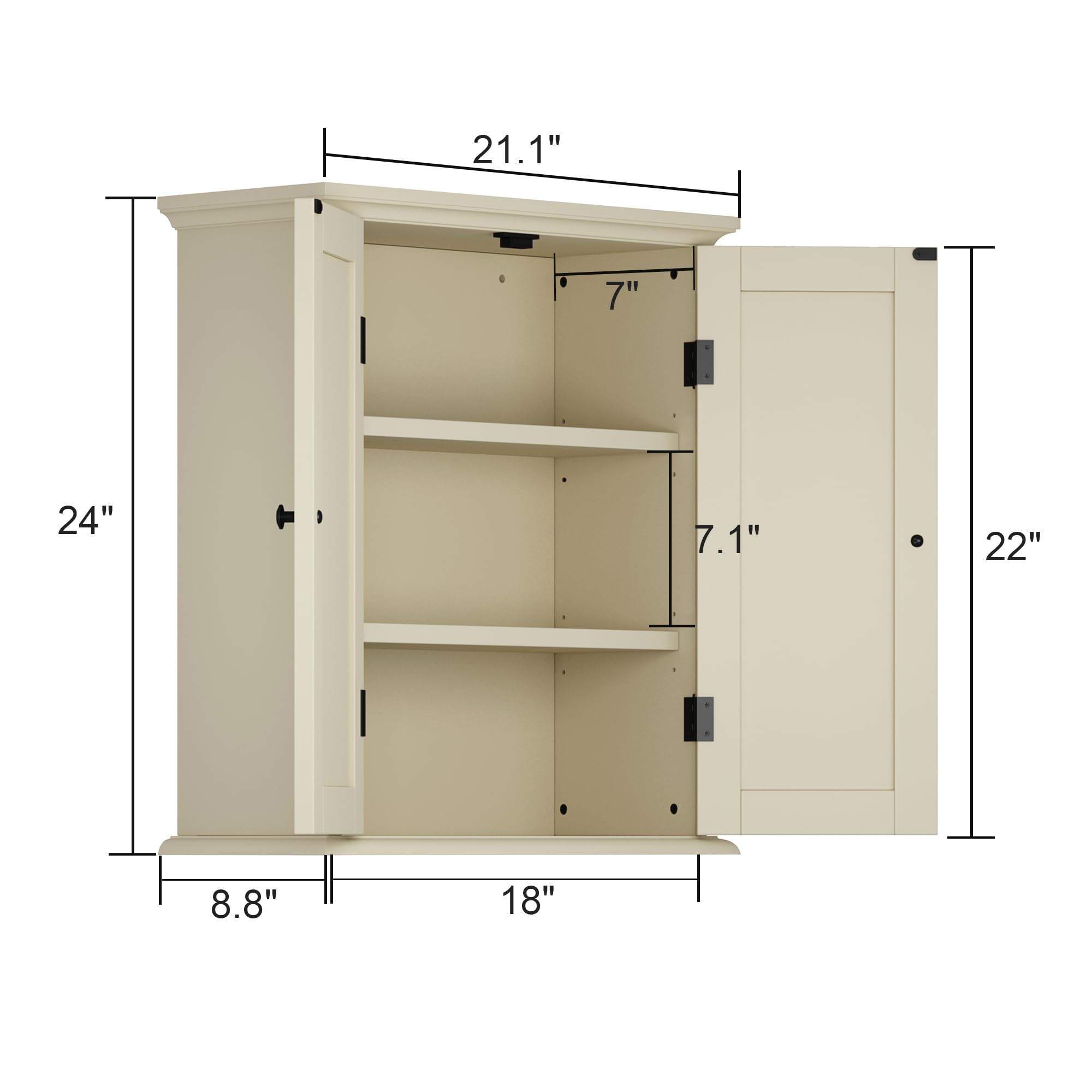 ChooChoo Bathroom Wall Cabinet MC180007-CR Engineered Wood Cream Yellow