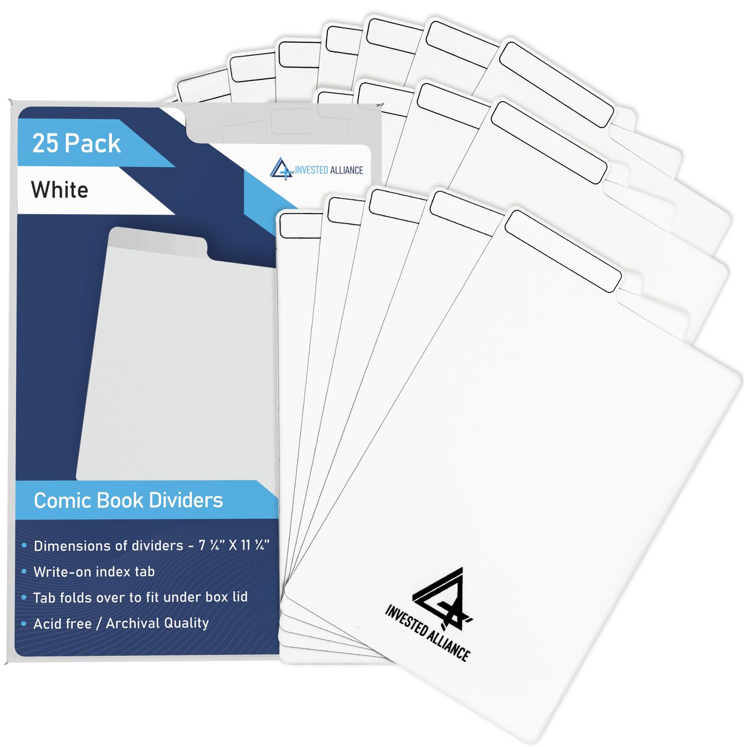 White Comic Book Dividers (25 Pack) | 30Pt Polyethylene Plastic, Bins, Cabinets, Library Dividers, Comic Book Boards For Fabric
