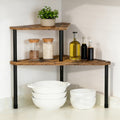 Hasthip Corner Shelf For Kitchen, SpaceSaving Triangle Wooden Storage Shelf, Double Layer Corner Organizer Rack With Metal Feet